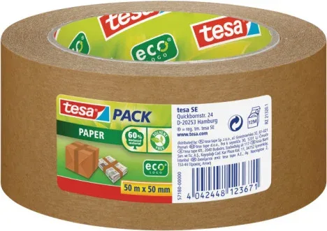 Precinto Papel Ecológico Marron 50Mx50Mm Tesa 57180-00000-02