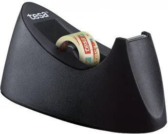 Dispensador Sobremesa "Portarrollos" Easy Cut Curve Antideslizante + 1 Rollos 19Mm.x10M. Negro Tesa 53917-00000-00