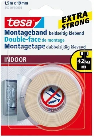 Cinta Adhesiva Powerbond Doble Cara Pequeños Objetos (Interior) 19Mm.x1,5M. Tesa 55740-00002-04