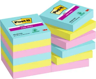 Pack 12 Blocs 90 Hojas Notas Adhesivas 47,6X47,6Mm Super Sticky Colección Cosmic Caja Cartón 622-12Ss-Cos Post-It 7100290180