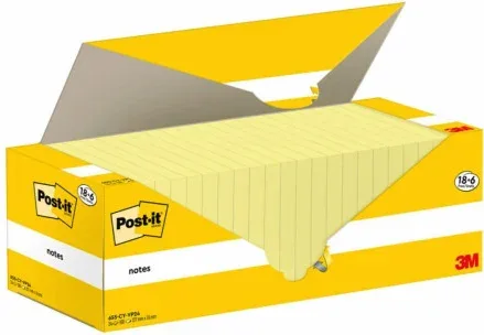 Pack 18+6 Blocs 100 Hojas Notas Adhesivas 76X127Mm Canary Yellow Caja Cartón 655-Cy-Vp24 Post-It 7100317836