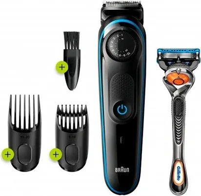 Barbero cortapelos braun bt3240 + gillete fusion 39 ajustes -  barba -  lavable -  control giratorio