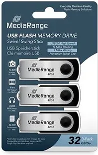 PENDRIVE 32GB USB 2.0 MEDIARANGE 3 PACK