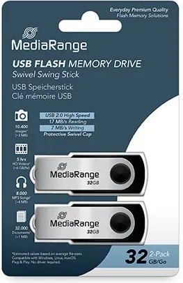 Pendrive 32GB USB 2.0 Mediarange 2 Pack