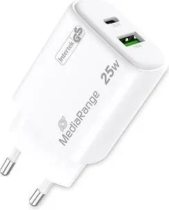 Cargador Mediarange Dual USB-A y USB-C 25W