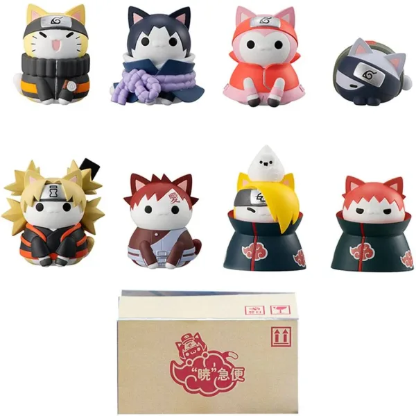 Set 8 figuras megahouse naruto shippuden nyaruto! battle vs akatsuki surtido