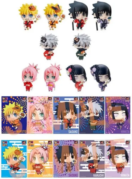 Set figuras con postales megahouse naruto shippuden petit chara land 10th anniversary