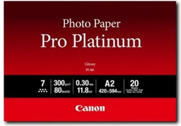 Papel fotografico canon pro platinum pt - 101 a2 20 hojas 300gr