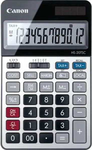 Calculadora canon sobremesa hs - 20tsc -  12 digitos -  alimentacion solar y pila reemplazable