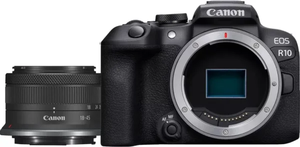 Camara reflex canon eos r10 + rf - s 18 - 45 is stm 24.2mpx negro