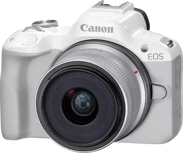 Camara reflex canon eos r50 black + rf - s 18 - 45 f4.5 - 6.3 is stm 24.2mpx blanco