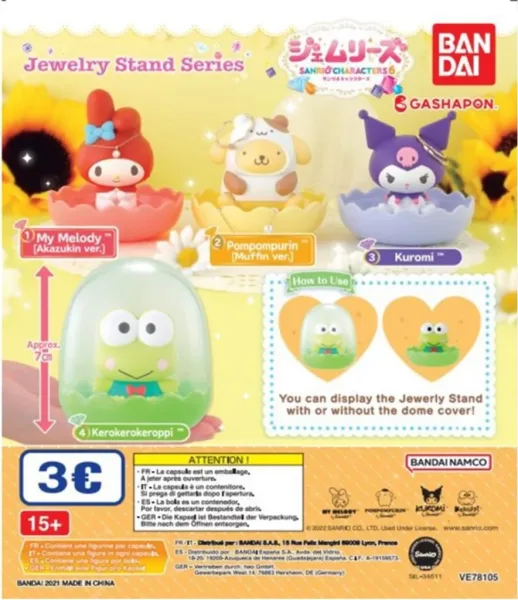Set gashapon figuras bandai lote 40 articulos sanrio characters gemries 6 jewelry stand series