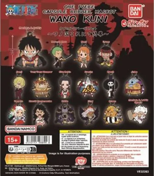 Surtido bandai gashapon one piece rubber mascot wanokuni 40 unidades