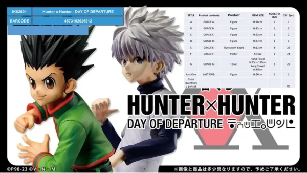 Ichiban kuji banpresto hunter x hunter day of departure lote 80 articulos loteria japonesa