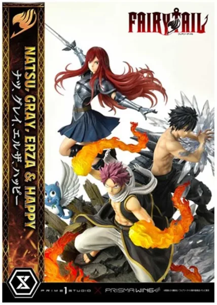 Figura prime 1 studio fairy tail estatua natsu gray erza happy deluxe version
