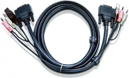 Aten 6ft USB DVI-D Single Link cable para video, teclado y ratón (kvm) Negro 1,8 m