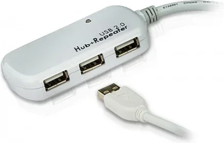 Aten Cable Extensor USB 2.0 de 12 M con Hub de Cuatro Puertos (Soporta Conexion en Cadena Hasta 60 M) (Ue2120H)(Cp20)