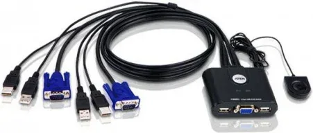 Aten Switch Kvm Formato Cable VGA USB de 2 Puertos con Selector Remoto de Puerto (Cs22U-At)
