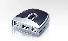 Aten 2-Port USB 2.0 Peripheral Switch 480 Mbit/s Negro, Plata