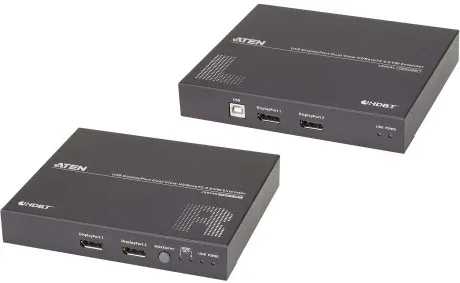 Aten Extensor de KVM USB DisplayPort de vista doble HDBaseT™ 2.0 (4K a 100 m para vista individual)