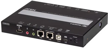 ATEN 1-PORT 4K HDMI KVM OVER IP SWITCH WITH LOCAL OR REMOTE ACCESS, VIRTUAL MEDIA, POWER/LAN REDUNDANCY, AUDIO, REMOTE PC REBOOT AND RS-232 CONTROL (CP5)