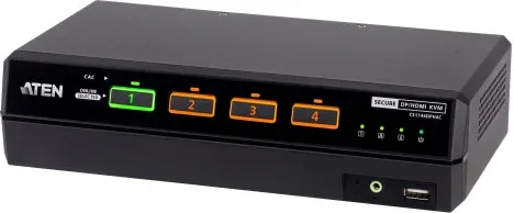 ATEN Conmutador KVM universal seguro de 4 puertos USB 5K DisplayPort/HDMI con doble monitor y CAC (compatible con PSD PP v4.0)