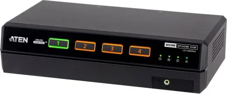 ATEN Conmutador KVM universal seguro de 4 puertos USB 5K DisplayPort/HDMI con doble monitor (compatible con PSD PP v4.0)