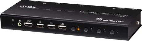 ATEN 4-PORT USB 4K HDMI KVMP SWITCH WITH USB PERIPHERAL SUPPORT