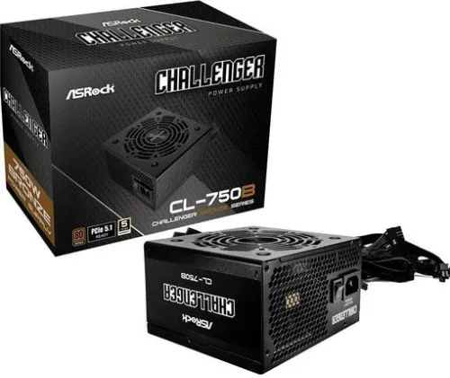 FUENTE ALIMENTACION ASROCK CL-750B,PSU,750W,80 PLUS BRONZE,120MM,ACTIVE PFC,PCI-E 5.1 (12+4pin)x1,PCI-E (6+2 pin)x4,SATA (5 pin)x4