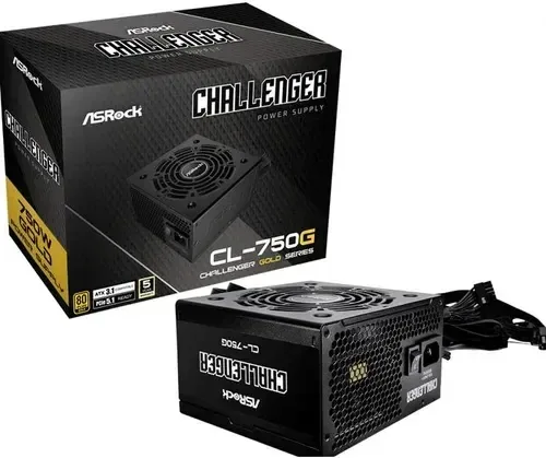 FUENTE ALIMENTACION ASROCK CL-750G,PSU,750W,80 PLUS GOLD,120MM,ACTIVE PFC,PCI-E 5.1 (12+4pin)x1,PCI-E (6+2 pin)x4,SATA (5 pin)x4