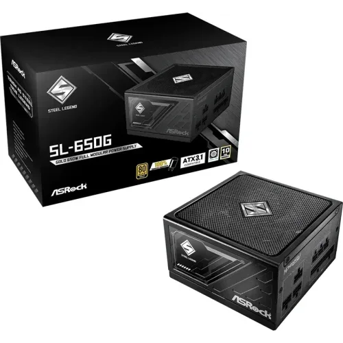 FUENTE ALIMENTACION ASROCK SL-650G,PSU,650W,80 PLUS GOLD,135MM,MODULAR,PCI-E 5.1 (12+4pin)x1,PCI-E (6+2 pin)x3,SATA (5 pin)x9