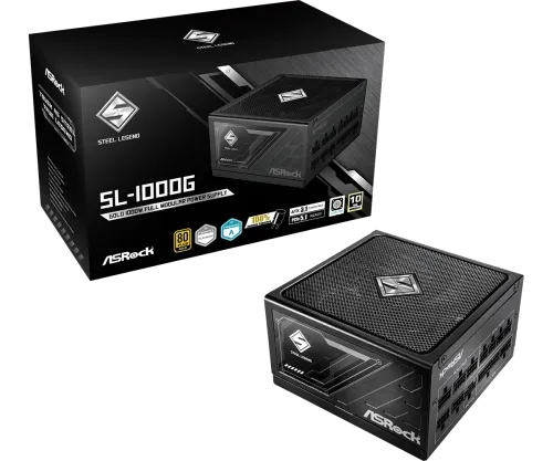 FUENTE ALIMENTACION ASROCK SL-1000G,PSU,1000W,80 PLUS GOLD,135MM,MODULAR,PCI-E 5.1 (12+4pin)x1,PCI-E (6+2 pin)x3,SATA (5 pin)x9