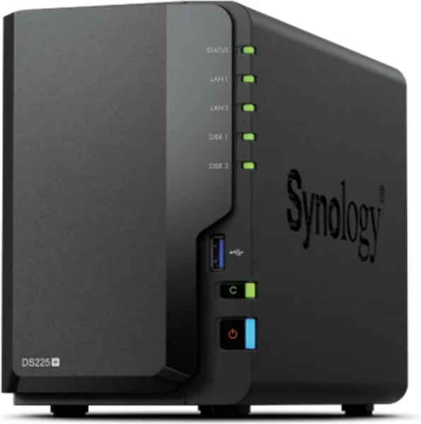 NAS Synology Diskstation DS225+/ 2 Bahías 3.5"- 2.5"/ 2GB DDR4/ Formato Torre