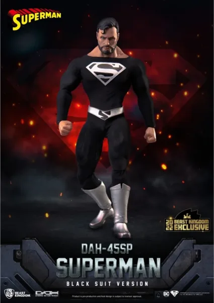 Figura beast kingdom dc comics superman dynamic8h traje negro especial
