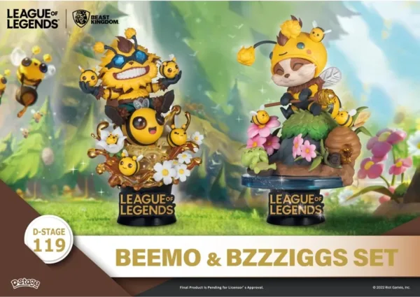 Set de 2 figuras beast kingdom dstage league of legends beemo y bzzziggs