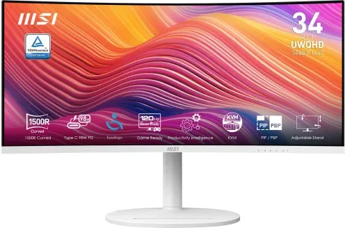 Msi Monitor Modern Md342Cqpw. 34" Va Curvo 1500R. 3440X1440. 120 Hz. Blanco