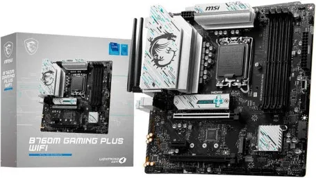 Placa Msi B760M Gaming Plus WiFi,Intel,1700,B760,4Ddr5,192Gb,2Hdmi+2Dp,4Sata+2M.2,5Usb 3.2+2Usb-C,2.5Gb+Wifi6E+Bt5.3,Matx