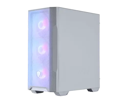 CAJA MSI MAG FORGE M100R WHITE,2x2.5"+1x2.5"/3.5”+1x3.5”,3x120MM+1x120MM (ARGB),2USB2.0+1xUSB3.2+AUDIO+MICRO,MICRO-ATX TOWER,BLANCA