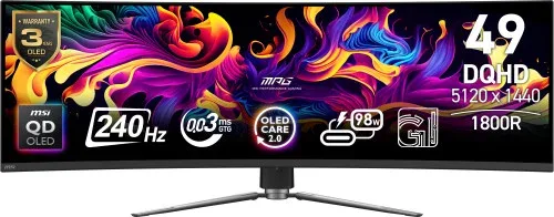 MSI MPG 491CQPX QD-OLED pantalla para PC 124,5 cm (49") 5120 x 1440 Pixeles Dual QHD Negro