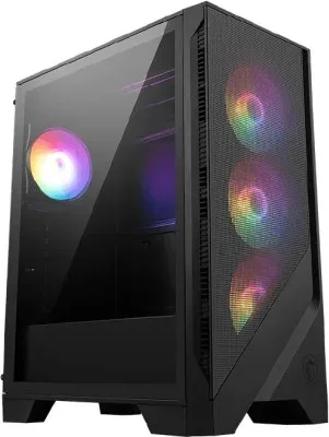 CAJA MSI MAG FORGE 121A AIRFLOW,1x2.5"+2x2.5”/3.5”,F:3x120MM+T:1x120MM+R:1x120MM (ARGB),2xUSB3.2,+AUDIO+MICRO,RGB,MID-TOWER,NEGRA