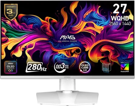 MSI MAG 272QPW QD-OLED X28 pantalla para PC 67,3 cm (26.5") 2560 x 1440 Pixeles Wide Quad HD Blanco