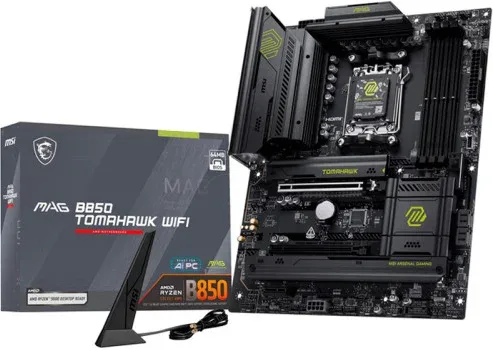 Placa Msi Mag B850 Tomahawk WiFi,Amd,Am5,B850,4Ddr5,256Gb,1Hdmi,4Sata3+2M.2,5Gblan+Wifi7+Bt5.4,4Usb3.2+2 Type-C,Atx