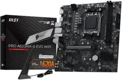 Placa Msi Pro A620Am-G Evo WiFi,Amd,Am5,A620,2Ddr5,128Gb,Dp+HDMI,2.5Gblan+Wifi6E+Bt5.3,4Sata6+2Xm.2,7Usb3.2,Matx