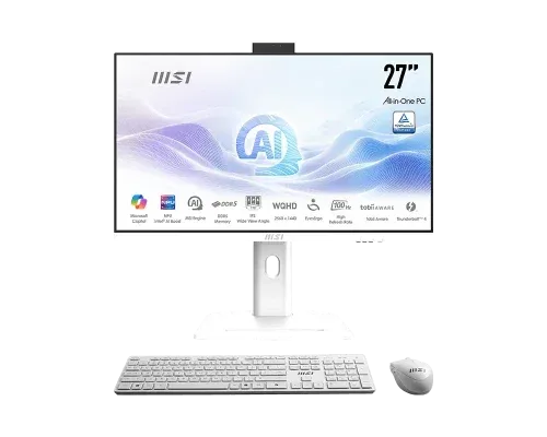 Msi Aio Modern Am273Qp Ai 1Um-406Eu. 27” IPS Panel 2560 X 1440 (WQHD) 100Hz . Intel  Iris Xe Graphics. So-Dimm DDR5 16GB (8GB*2). 512G M.2 PCIe SSD. W11 Pro.blanco