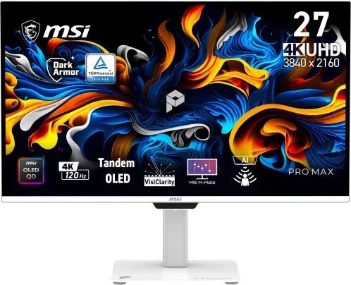 MSI Pro MAX 271UPXW12G pantalla para PC 67,3 cm (26.5") 3840 x 2160 Pixeles UltraWide Full HD QD-OLED Blanco