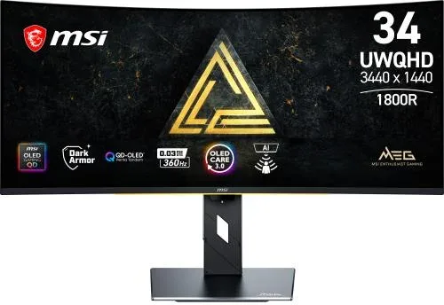 MSI MEG X pantalla para PC 86,3 cm (34") 3440 x 1440 Pixeles UltraWide Quad HD QD-OLED Negro