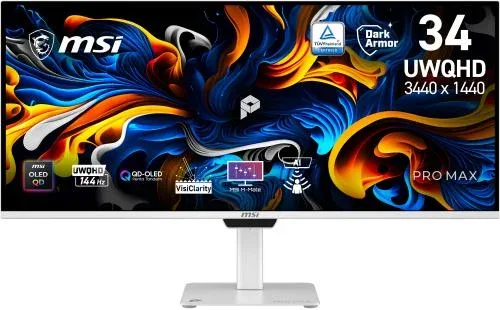 MSI MONITOR PRO MAX 341QPXW14G 34" QD-OLED FLAT. 3840x2160. 120HZ. BLANCO