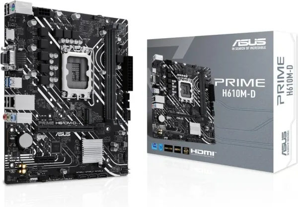 PLACA ASUS PRIME H610M-D,INTEL,1700,H610,2DDR5,96GB,VGA+HDMI,4SATA3,1M.2,2USB2.0,2USB3.2,USB-C,1GBLAN,MATX