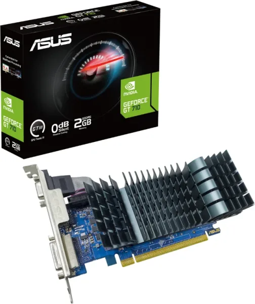 Tarjeta Gráfica Asus GeForce GT 710 SL EVO BRK/ 2GB GDDR5/ Compatible con Perfil Bajo
