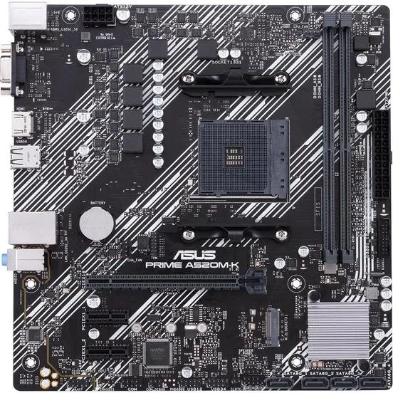 Placa base asus amd prime a520m - k socket am4 ddr4 x2 max 64gb 3200 mhz d - sub hdmi matx